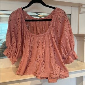 Free People Pink Lace Blouse